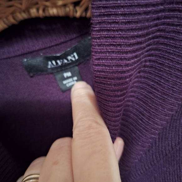 Alfani Purple Pullover Mockneck Sweater w/ Faux Fur Sleeves PM Funky Hippie - Picture 3 of 7